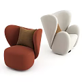 Modern Red and Beige Single Sofa with Brown Cushion and Contemporary Design 3d model