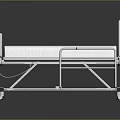 Medical Bed With White Frame Blue Stripes And Movable Wheels For Hospital Use
