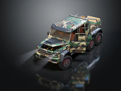 Military Camouflage Off Road Vehicle With Large Wheels And Tactical Design 3d model
