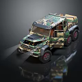 Military Camouflage Off Road Vehicle With Large Wheels And Tactical Design