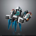 Mechanical Robot Creature With Multiple Blue Legs Mechanical Arms And Gray White Orange Details