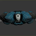 Robot Character With Blue And Black Armor Silver Details And Metallic 3D Design