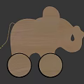 Cute Wooden Elephant Shaped Kids Furniture With Wheels Big Ears And Smooth Surface