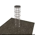 Sturdy Metal Mesh Cylindrical Storage Rack With Multiple Circular Shelves