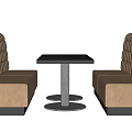 Brown Leather Public Booth Chairs With Square Table In Restaurant Setting 3d model