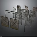 Metal Frame Fence And Gate Structures With Lattice And Wooden Panels Design