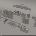 Modern Kitchen Cookware With Cabinets Island Counter Appliances And Shelves