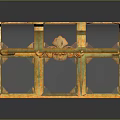Ornate Golden Glass Chest With Decorative Frame And Intricate Carvings