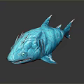 Blue Shark Model With Shiny Surface On Dark Background Showing Reflection