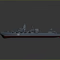 Detailed Gray Military Warship Model With Deck Equipment And Naval Structure