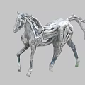 Abstract Silver Horse Sculpture Featuring Intricate Branch Like Artistic Design