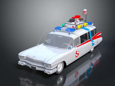 Functional Ghostbusters Themed Car With Roof Equipment And Iconic Logo 3d model