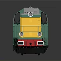 Green and Yellow Diesel Train Model on Dark Reflective Surface with Detailed Design