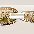 Natural Handwoven Bamboo Baskets Three Stacked And One Separate Decorative Storage Containers