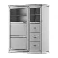 White Wooden Entryway Side Cabinet With Glass Doors Drawers Storage Design