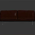 Red Two Seater Sofa with Metal Legs Contemporary Design and Comfortable Seats