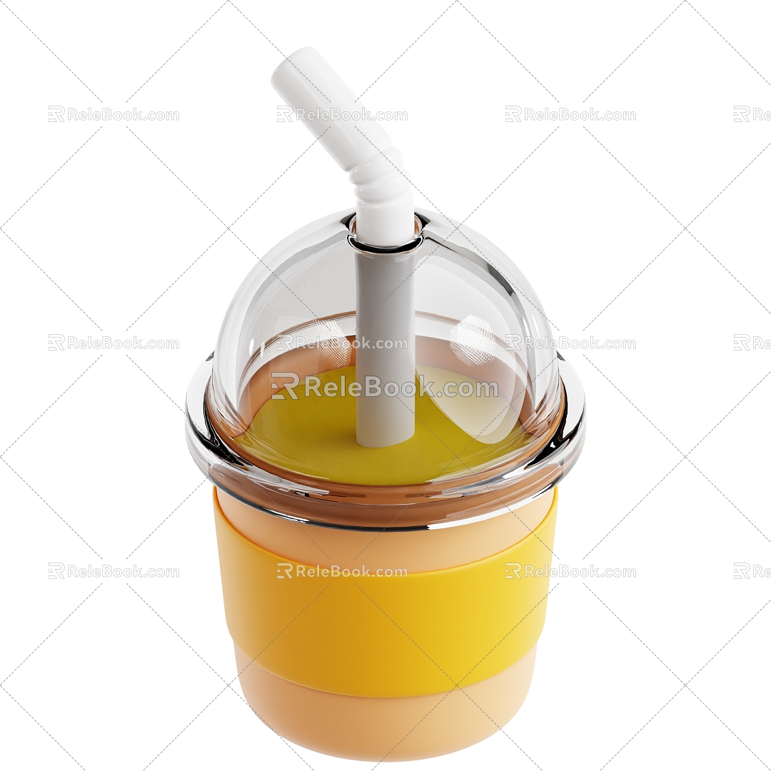 Modern Lemon Juice Drink Lemonade Drink Glass Cartoon Lemon Juice 3d model