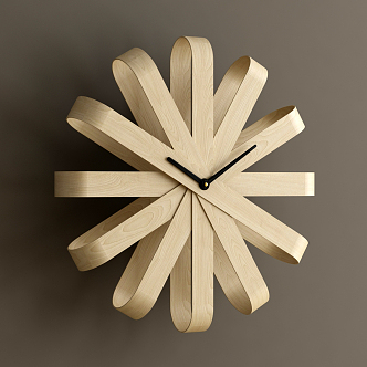 Nordic Clock Wooden Ribbon Wall Clock 3d model