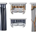 European Roman Curtain Curtain Pull Curtain Combination 3d model