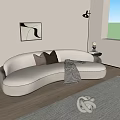 modern curved multi-person sofa curved sofa 3d model