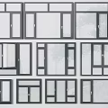 Multiple Casement Windows Designs With Black Frames Clear And Frosted Glass