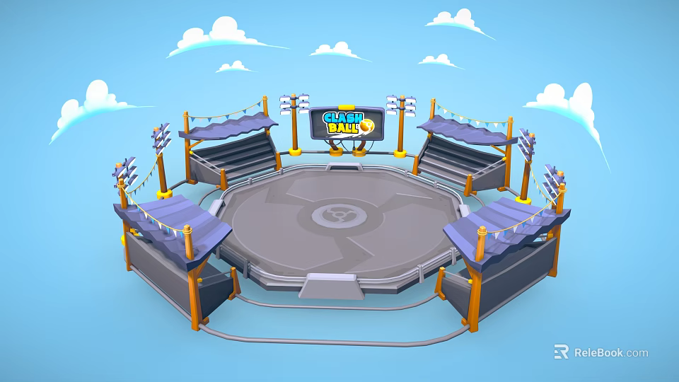 Sports Equipment For Circular Arena With Spectator Stands Lighting And Central Platform 3d model 