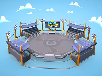 Sports Equipment For Circular Arena With Spectator Stands Lighting And Central Platform 3d model