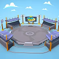 Sports Equipment For Circular Arena With Spectator Stands Lighting And Central Platform