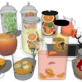 Fresh Fruit Infused Drinks With Lime Orange Slices Ice Cubes In Glass Jars And Pitchers
