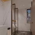 Luxurious Modern Banquet Hall With Gold Accents Central Walkway Dining Tables And Lighting Effects