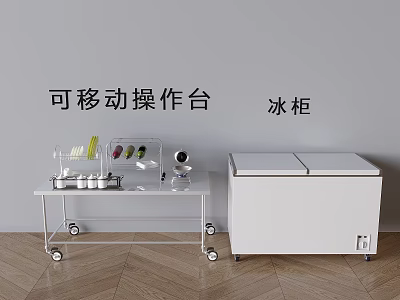 Rear Kitchen Movable Console Freezer Refrigerator Freezer 3d model