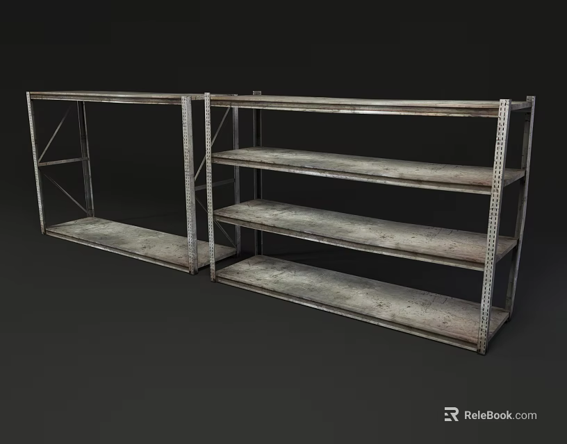Sturdy Metal Display Shelves with Multiple Open Shelves and Durable Frame 3d model 