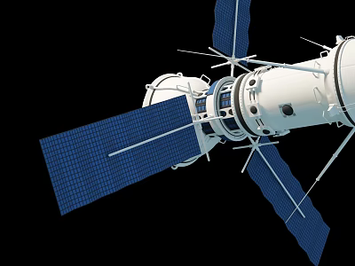 Advanced Spacecraft With Blue Solar Panels White Module And Antennas Structure 3d model