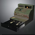 Vintage Green Cash Register With Open Drawer Colored Buttons And Compartmentalized Tray