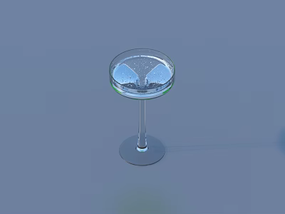 Elegant Transparent Goblet With Water Droplets And Round Base Design 3d model