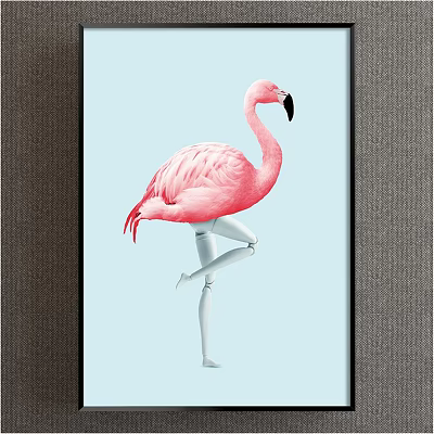 Nordic Animal Painting Red Children's Room Cartoon Cartoon Flamingo Decorative Painting 3d model