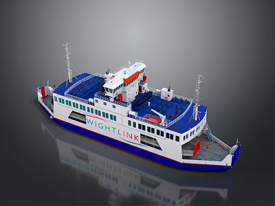 Wight Link White And Blue Ferry Water Transport Vessel With Upper Deck 3d model