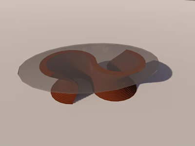Modern Glass Coffee Table With Curved Brown Spiral Support Legs Design 3d model