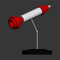 Space Rocket Model With White Red Design And Black Base Metal Spring Stand