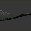 3D Mountain Terrain Model With Green Vegetation And White Peaks 3d model
