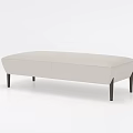 Modern Light Beige Upholstered Sofa Bench With Black Slim Legs Design 3d model