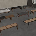 Quiet and Ancient Style Bench Woven Stool Shoe Changing Stool Bed End Stool Soft Bed 3d model