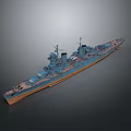 Vintage Warship 3D Model With Turrets Detailed Deck And Hull Design