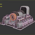 Industrial Mechanical Equipment With Gray Body Orange Circular Components Pipes And Control Panel