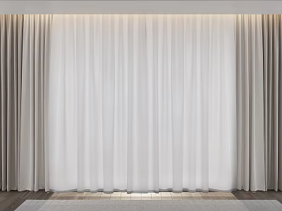 Elegant Soft Light Colored Double Layer Curtains Modern Interior Window Treatment 3d model