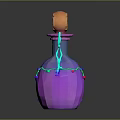 Decorative Bottle With Orange Top And Blue Purple Gradient Body And Green Spiral Decor