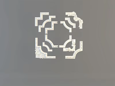 White Decorative Gypsum Molding with Various Shapes for Interior Wall and Ceiling Trim 3d model