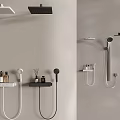 Stylish Shower System Design With Rainfall Handheld Heads And Wall Mounted Accessories 3d model