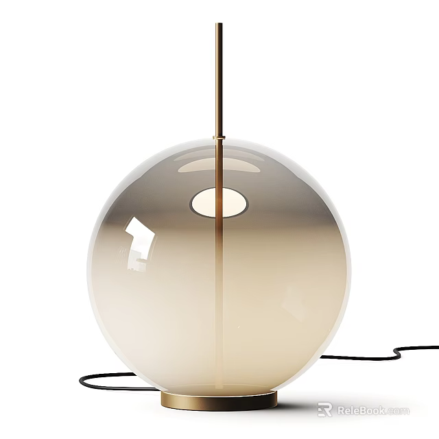Elegant Modern Table Lamp With Spherical Glass Shade And Golden Metal Base 3d model 