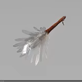 Feather Duster Household Cleaning Tool With Red Handle And Soft Gray White Feathers 3d model
